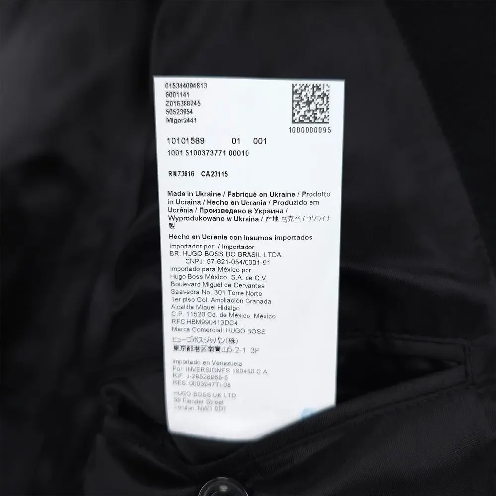 Hugo Boss Mens Migor Slim Fit Overcoat 42R Black Solid Cashmere NWT